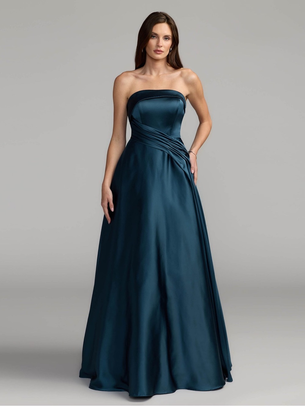 MAC DUGGAL Blue Size 4 Strapless Draped Satin Ball Gown Maxi Dress